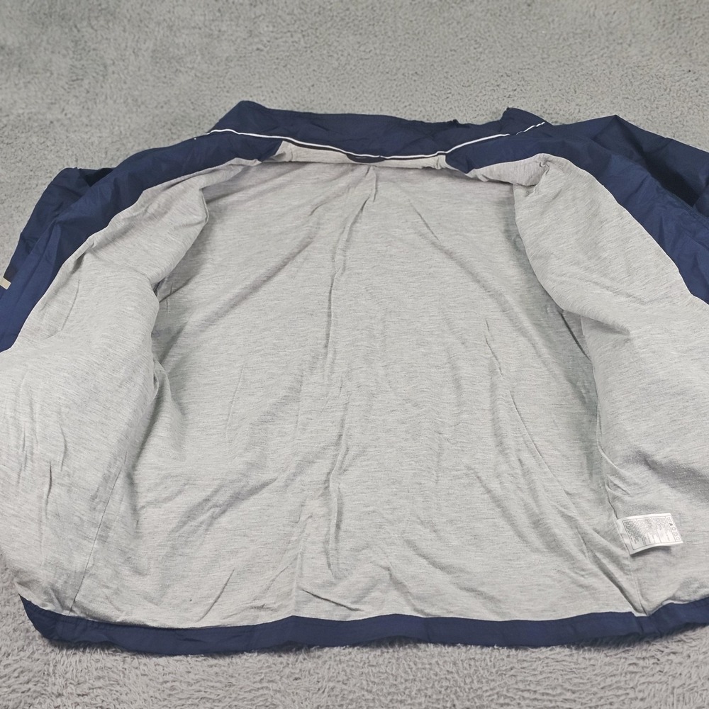 Nike Jacket Mens Large Navy Blue Windbreaker Full Zip Lined Stripe Swoosh Track - Picture 8 of 13